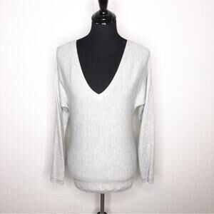 Boston Proper light gray deep v neck sweater size Small